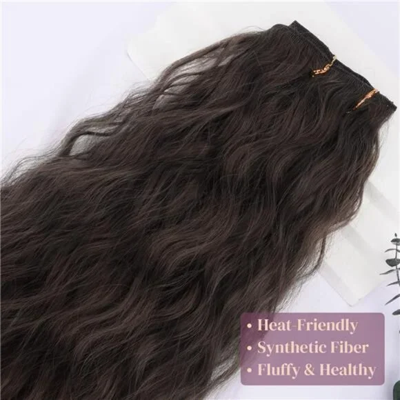 6PCS Clip In Hair Extensions, 24" Black Brown
